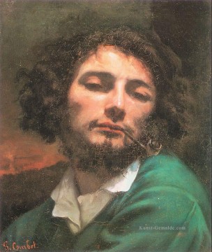  Gustave Malerei - Selbst Porträt Mann mit einem Rohr Realist Realismus Maler Gustave Courbet